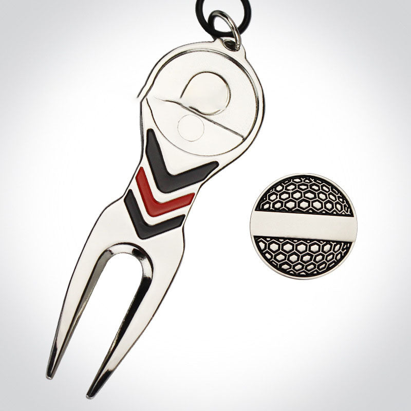 Golf Divot Repair Tool (Silver/Red/Black)