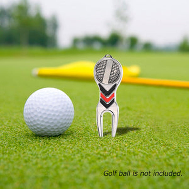 Golf Divot Repair Tool (Silver/Red/Black)