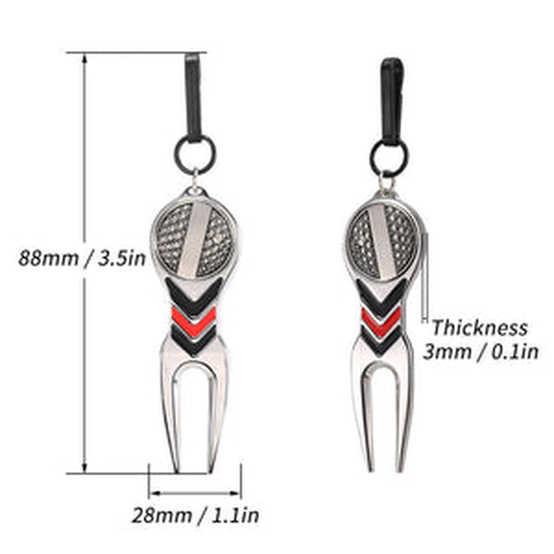 Golf Divot Repair Tool (Silver/Red/Black)